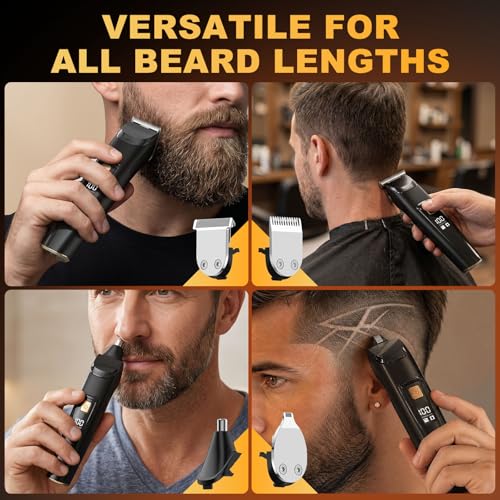 RICAF Beard Trimmer Kit for Men, 15-Piece Cordless Grooming Set