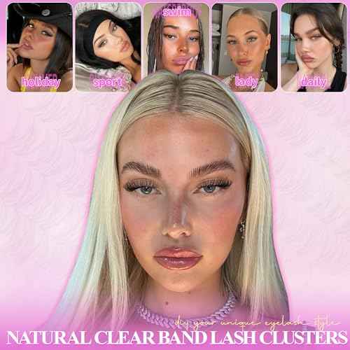 Wispy Lash Clusters Kit Venus Invisible Band Eyelash Clusters 8-16mm Lash Extension Kit Natural Lashes Clusters Eyelash Extension Kit with Thin Band Lash Cluster Clear Lash Glue and Tweezers by Wtvane