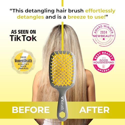 FHI Heat UNbrush Detangling Brush for Pain-Free Brushing on All Wet or Dry Hair Types — Durable DuoFlex Anti-Static Bristles, Lightweight Handle, Vented Hair Brush, Sun Ceremony