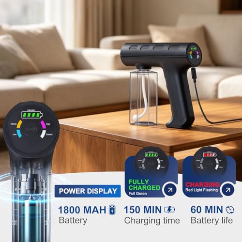 NYIKYUAM Black Nano Spray Machine 240ML Rechargeable Cordless Mist Gun