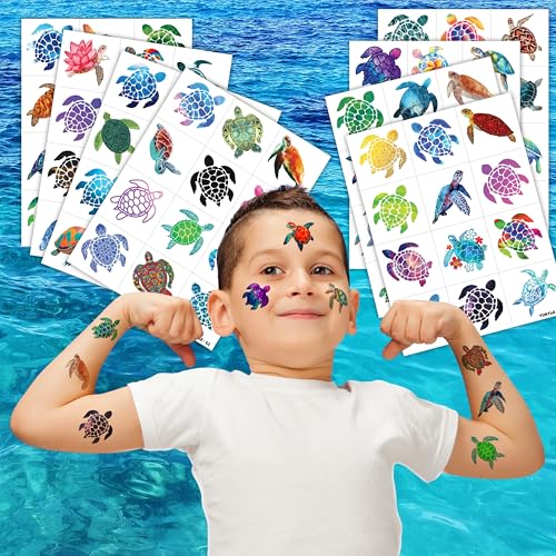 96 Pre-Cut Sea Turtle Temporary Tattoos for Kids
