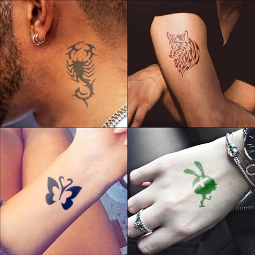 Temporary Tattoo Kit - 11 Colors, 107 Stencils, Non-Toxic