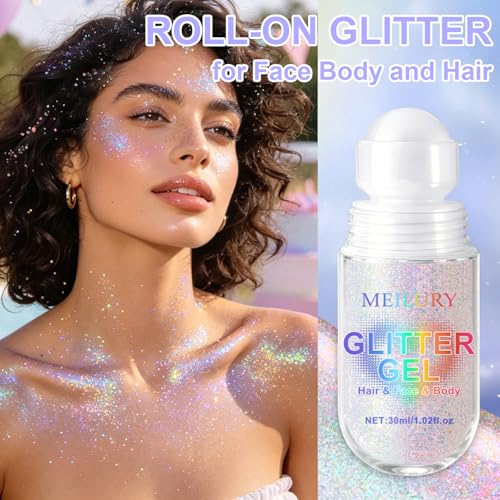 Roll-On Body Glitter Gel - Holographic Chameleon, 2 Pack