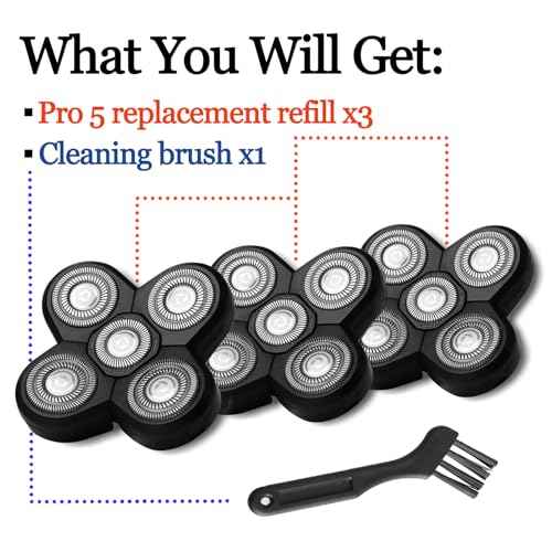 3-Pack Pro 5 Replacement Blade Refills for Freebirds Bald Head Shavers, Shaver Replacement Head for a Close and Smooth Shaving Experience
