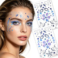 50pcs Blue Mermaid Face Gems Stickers - Self Adhesive Rhinestone Jewels