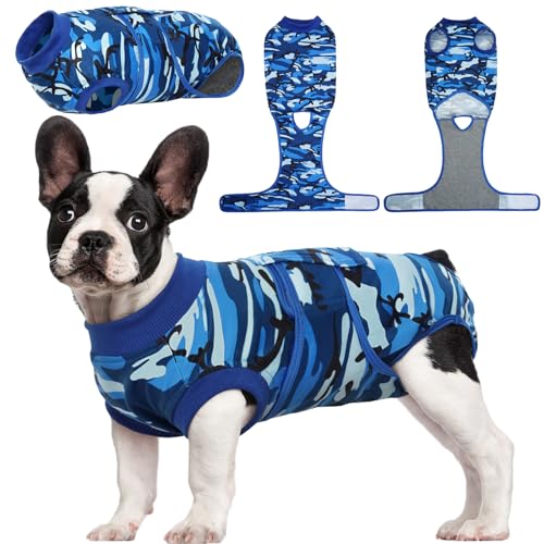 Kuoser Recovery Suit for Dogs Cats After Surgery, Professional Pet Recovery Shirt Dog Abdominal Wounds Bandages, Substitute E-Collar & Cone,Prevent Licking Dog Onesies Pet Surgery Recovery Suit