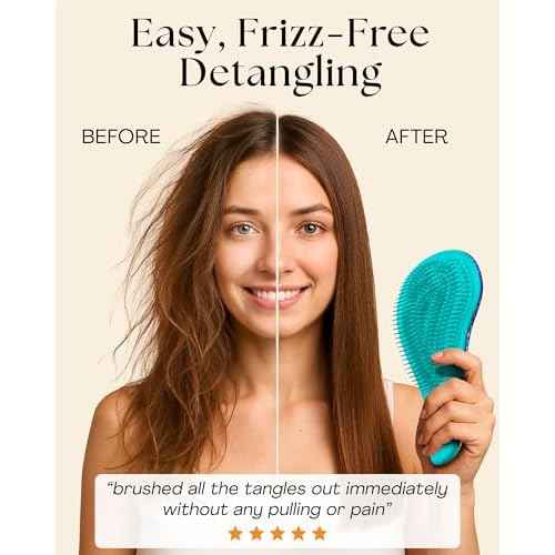 Detangler Brush & Wide Tooth Comb Hair Brush Gift Set - Ideal Gifts Under 10 Dollars for Womens Stocking Stuffers & Teenage Girls Gifts Ideas, Blue