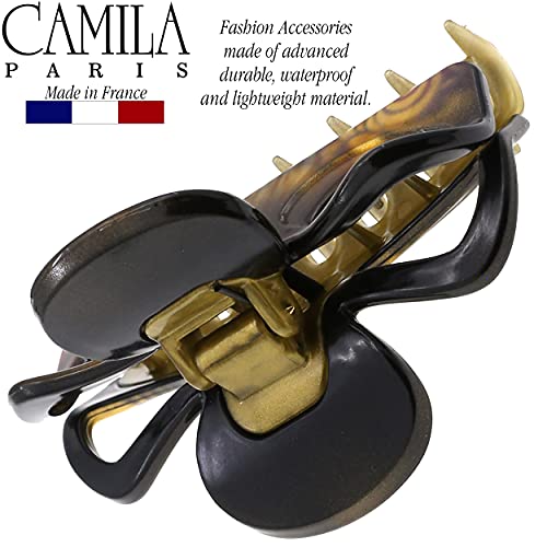 Camila Paris CP3241 French Hair Clip for Women, Black and Gold, Girls Hair Claw Clips Jaw Fashion Durable and Styling Hair Accessories for Women, Strong Hold No Slip Grip, Made in France