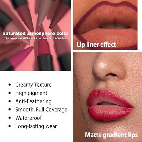 Nude Lip Liner & Lipstick Combo Set - Long Lasting Waterproof