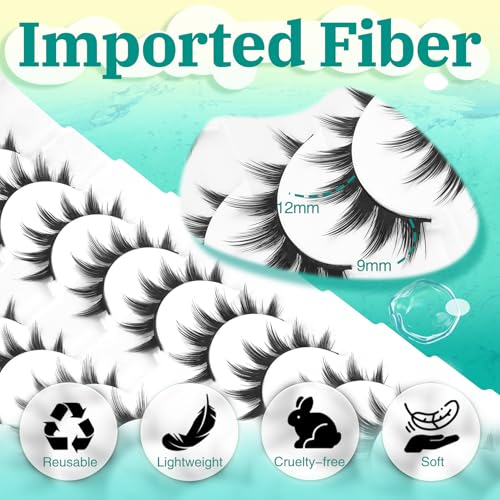 Fyonas Manga False Eyelashes 9-12mm C Curl Anime Doll Eyes (10 Pairs)