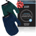 Shower Bouquet Exfoliating Mitt 2-Pack - Charcoal & Silver Ion