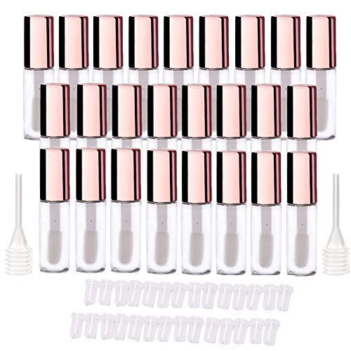 25 Pack 1.2mL Empty Lip Gloss Tubes with Caps & Inserts