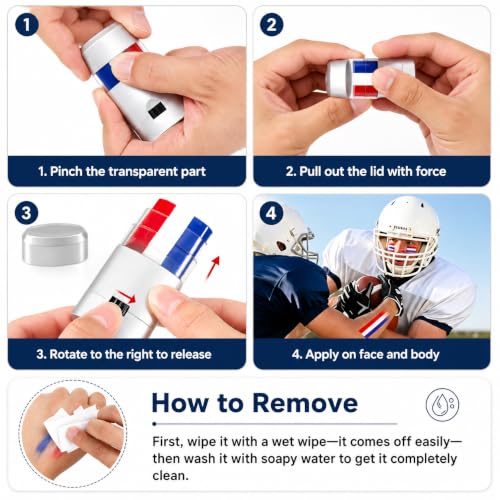 Red White and Blue Eye Black Stick for Sports & Game Day