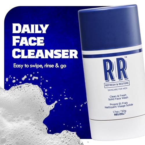 REUZEL Clean and Fresh Solid Face Wash Stick, Locks in Hydration, Cleansing, Moisturizing, Vegan Formula, Sulfate and Paraben Free, Light Maculine Scent, 1.7 oz