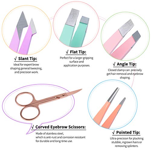 6-Pc Eyebrow Tweezers Kit with Scissors & Brush