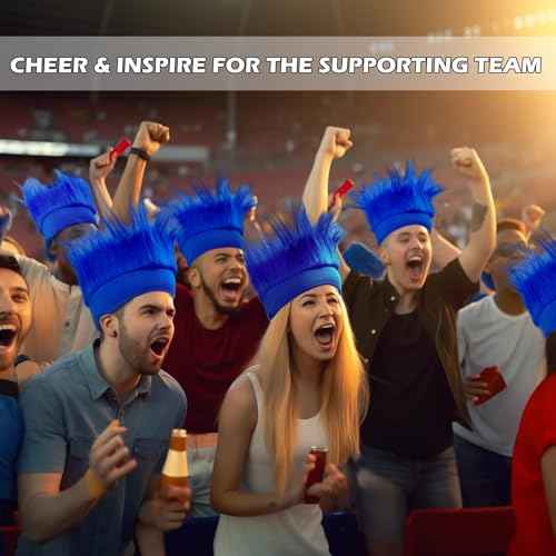 6Pcs Hairy Headbands Flowy Troll Crazy Hair & Stickers - Spirit Week Accessories Cheering Headwear Costume Adult (Mixed Colors)