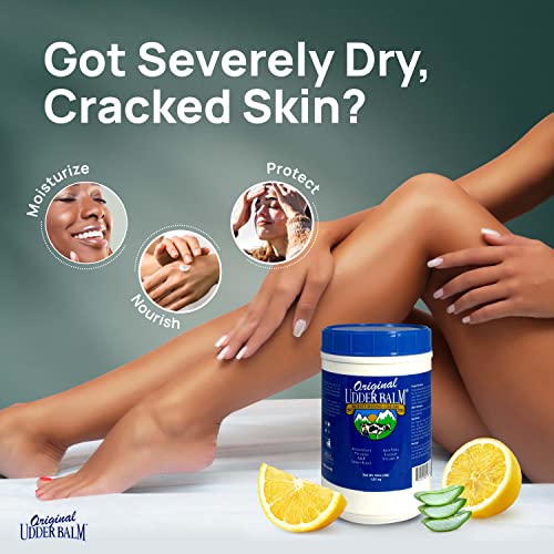 Original Udder Balm Refill Tub - Made in USA - Extra Thick Udder Cream & Hand Balm for Dry Skin, Cracked Heels, Rough Hands ? Deep Moisture Heel Cream & Foot Moisturizer with Aloe Vera, 64 Fl Oz
