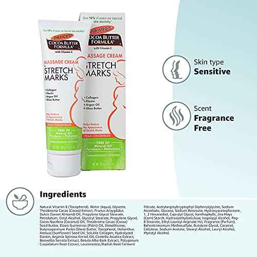 Palmer's Cocoa Butter Formula Massage Cream for Stretch Marks and Pregnancy Skin Care, 4.4 Ounces (Pack of 2)