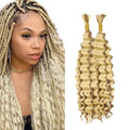 HuxoWax 613 Blonde Human Hair Braids - 22 Inch Deep Curly Wave