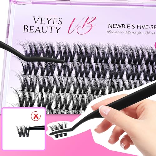 VEYESBEAUTY Lash Clusters 14mm Fluffy 3D Wispy Eyelashes