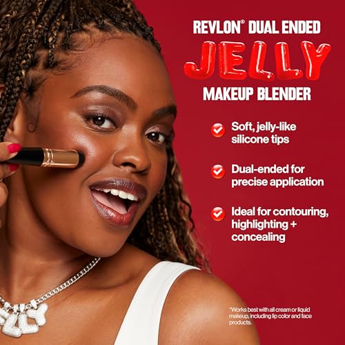 Revlon Dual Ended Jelly Makeup Blender Tool, Silicone Makeup Applicator for Blush, Bronzer, Concealer, Contour, Eyes, and Lips, 1 count