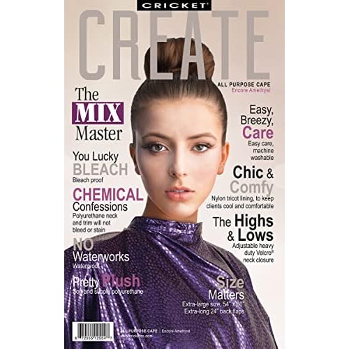 Cricket Encore All Purpose Professional Salon Cape ? Waterproof Bleach Proof Hair Styling Cape, Adjustable Neck Closure ? Extra-Large Coverage, Amethyst