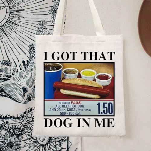 TOBGBE Funny Hot Dog Meme Gifts For Costco Hotdogs Funny Lover Shopping Bag Keep Hot Dogs Price Canvas Bag