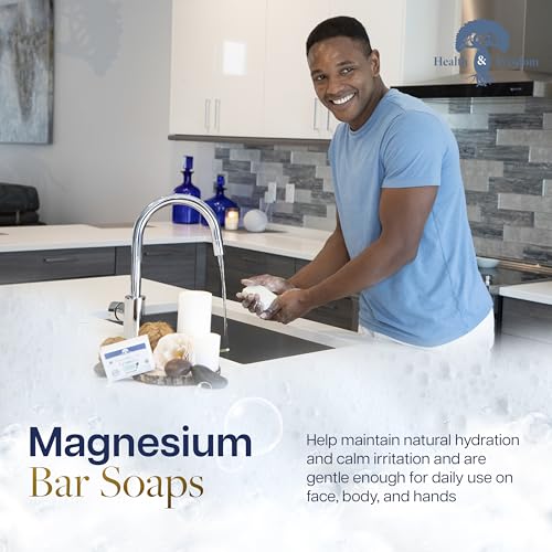Health & Wisdom Magnesium Bar Soap ? Moisturizing Body Soap - Handmade with Aloe & Six Nourishing Plant Oils and Natural Essential Oils ? Gentle Daily Cleanser for Face & Body - Lavender - 4 oz Bar