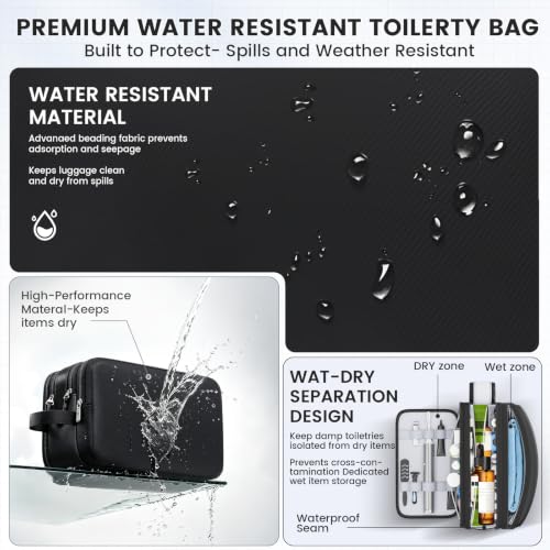 Travoya Black Medium Waterproof Hanging Travel Toiletry Bag for Men & Women