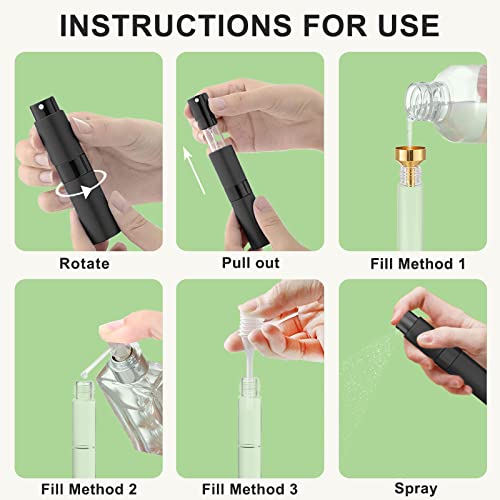 Beieverluck 15 Pieces 8ML Travel Perfume Atomizer Refillable Perfume Bottle Portable Cologne Sprayer for Perfume Women Men, Black