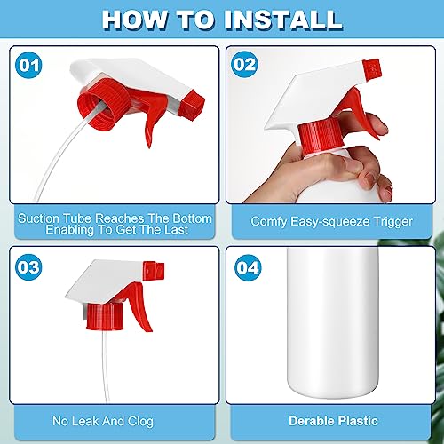 Tanlade 30 Pack 16 oz Leak Proof Spray Bottles with Red Nozzles