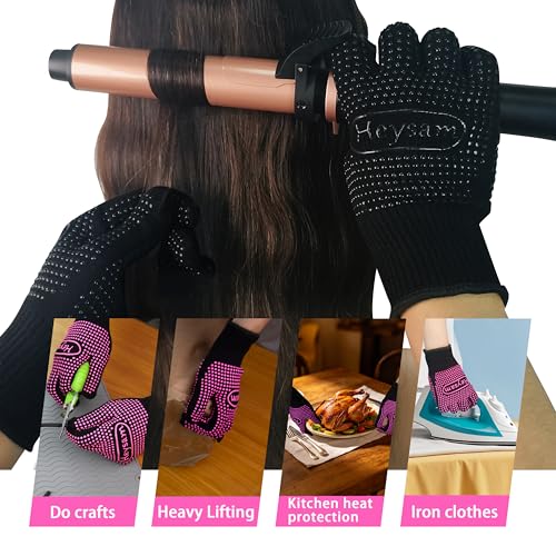 Heat Resistant Silicone Gloves for Hair Styling Tools, 2 Pcs