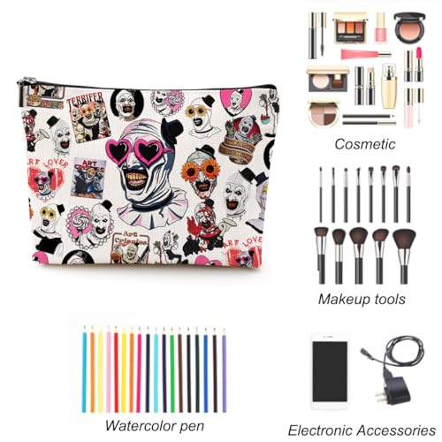 Scary Clown Cosmetic Bag Small Makeup Bag Horror Movie Lover Gifts for Women Girls Horror Film Lovers Fans Travel Toiletry Makeup Organizer Zipper Pouch