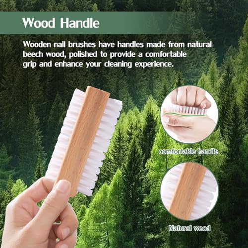 4-Piece Wooden Nail Brush Set with Stiff Bristles for Cleaning