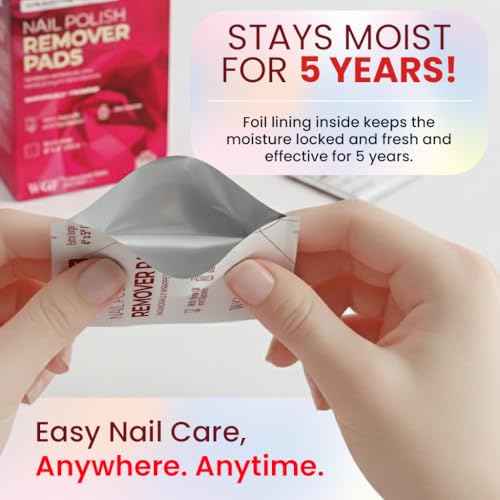 WGF Professional Nail Polish Remover Pads 14 Pack - Non-Acetone, Gentle, Individually Wrapped Travel Wipes