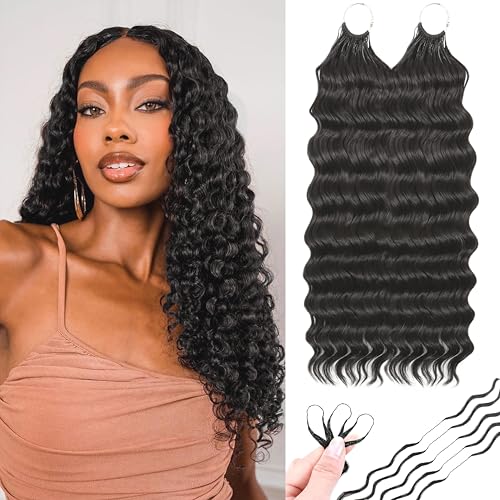 Feather Crochet Hair Extensions for Black Women - 100 Strands, 18" Deep Wave #2