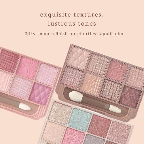 K'APEINE Light Pink 8-Color Eyeshadow Palette with Dual Brush
