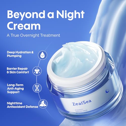ZealSea Agedefy Prestige Overnight Sleeping Mask ? Clinically-Proven Matrixyl 3000 Peptides + Ceramides Barrier Renewal, Nighttime Plumping Firming, Silky-Smooth Morning Glow, Lightweight, 1.7OZ
