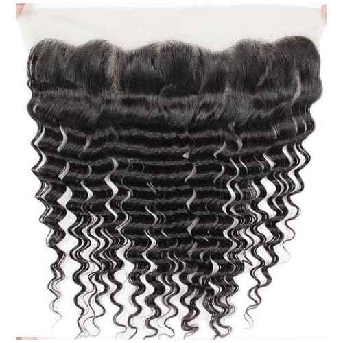 13x4 Lace Frontal Closure Deep Wave, 180% Density, 100% Brazilian Virgin Human Hair Ear to Ear HD Lace Frontal Pre Plucked Natural Black Color (13x4 Deep Wave, 20 Inch)