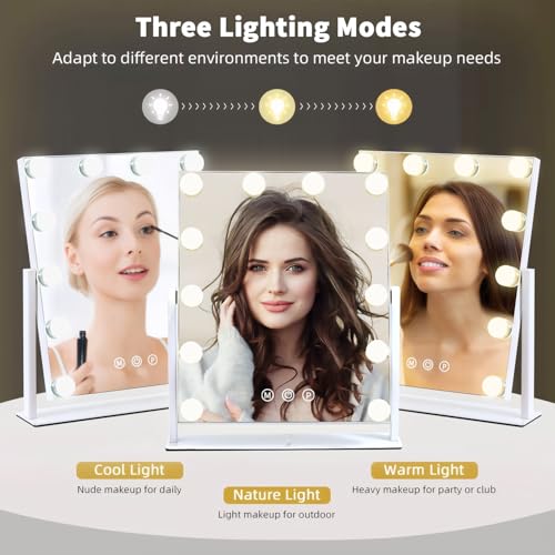 Lighted Makeup Mirror 13x11 Hollywood Vanity with 12 Dimmable Bulbs