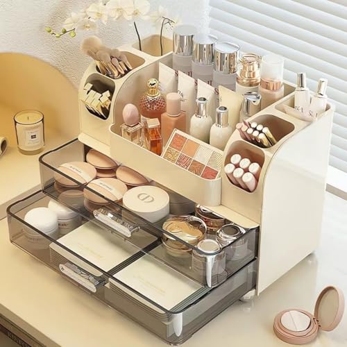 Makeup Organizer with Drawers - Elegant Vanity Storage Case