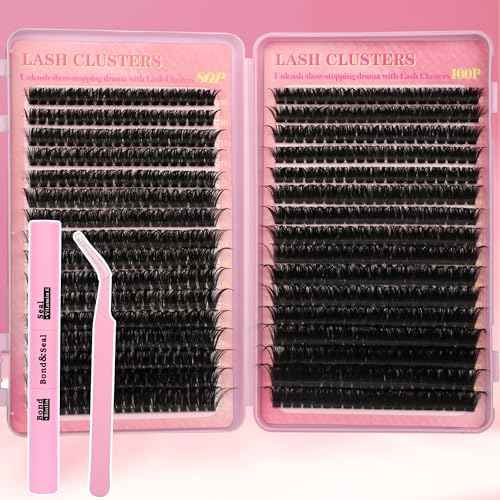 Gmagictobo Lash Extension Kit Lash Clusters Kit 640Pcs Volume Eyelash Clusters C Curl Lashes Clusters DIY Cluster Eyelash Extensions With Lash Bond and Seal Lash Tweezers