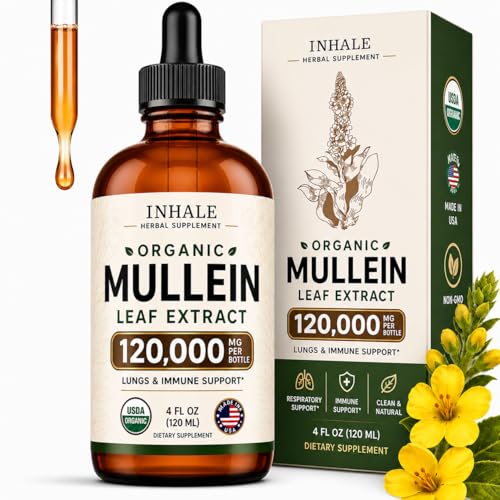 Inhale Mullein Drops - USDA Organic Lung & Bronchial Cleanse 4oz