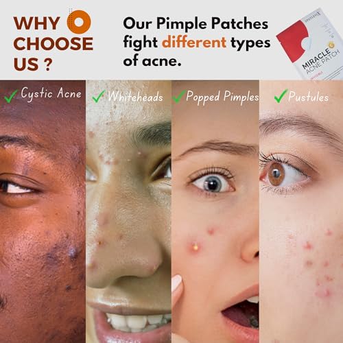 Invisible Pimple Patch, Overnight Miracle Patches for Face & Body, Fast-Acting Zit Stickers, Hydrocolloid Acne Treatment with Tea Tree Oil & Salicylic Acid?Waterproof, Hypoallergenic. 96 Pcs 3 Sizes