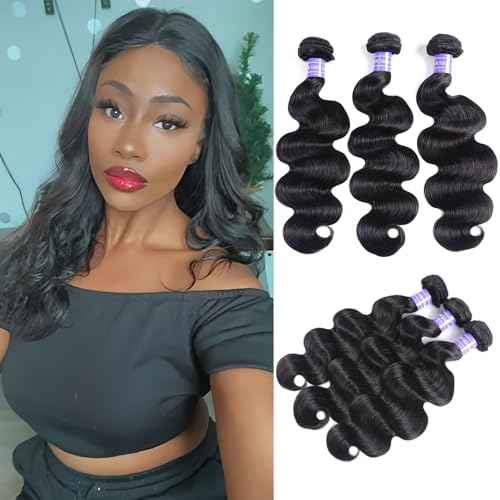 12A Human Hair Bundles 18 18 18 Inch Body Wave Bundles Human Hair Extensions 300g Unprocessed Brazilian Virgin Body Wave 3 Pieces Deals Brazilian Quick Weave Natural Black Wavy Extensions