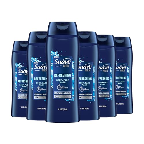 Suave Body Wash Bundle - Cocoa Butter Shea and Men's Cedarwood Mandarin Scents, Vitamin E, 18 Oz Packs of 6