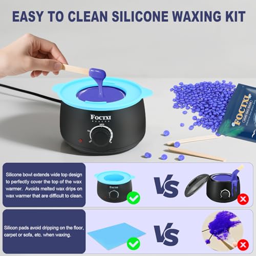 Waxing Kit for Women and Men, Wax Warmer Hair Removal for Sensitive Skin at Home with Beads & Silicone Pot, Hard Wax Warmer for Face, Legs, and Body, Machine, 5 Pack Beads, Accessories, Black