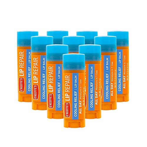 O'Keeffe's Cooling Relief Lip Repair Lip Balm for Dry, Cracked Lips, Stick, (Pack of 10)