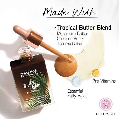 Physicians Formula Butter Glow Bronzing Serum, Innovative & Nourishing Skincare Bronzing Drops for Radiant, Natural Sunkissed Complexion - Sunkissed Glow