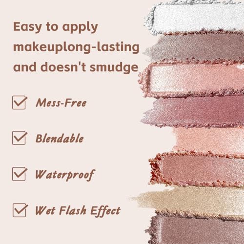 Baked Shimmer Eyeshadow Palette - Pearl Metallic Rose Gold